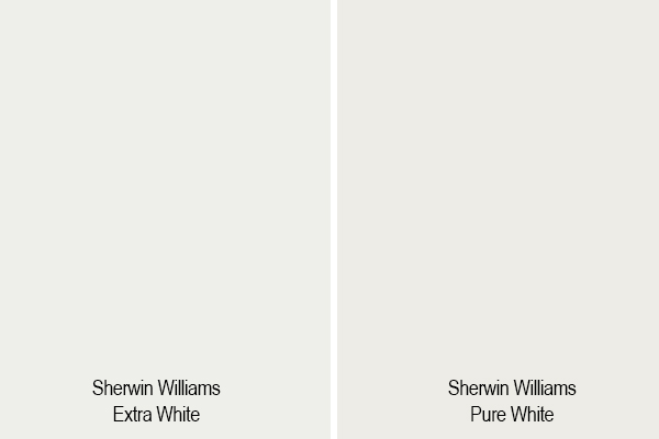 sherwin williams extra white vs pure white paint swatches