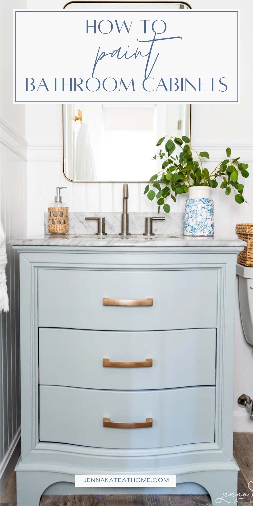 blue painted vanity.