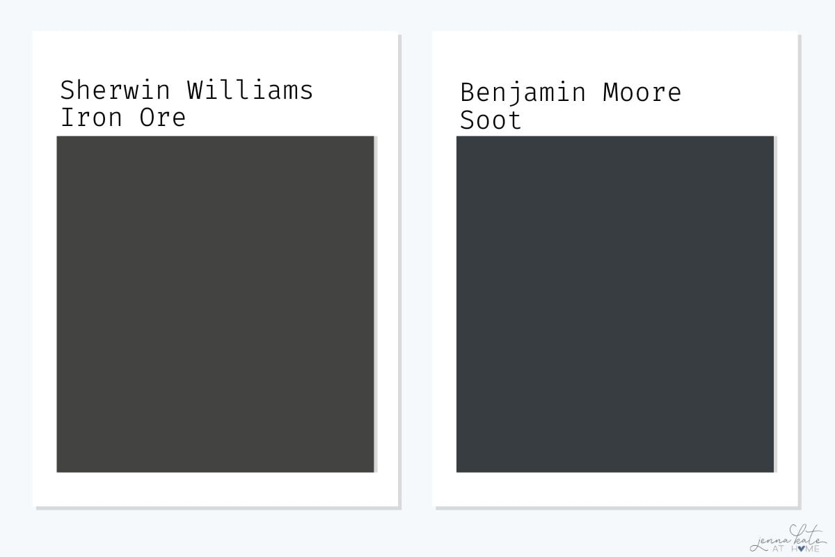 Swatch of iron ore versus Benjamin Moore Soot.