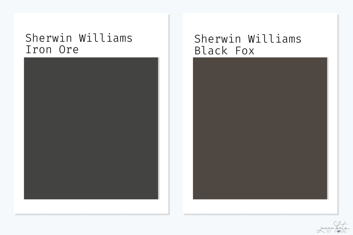 SW Iron Ore versus SW Black Fox swatches.