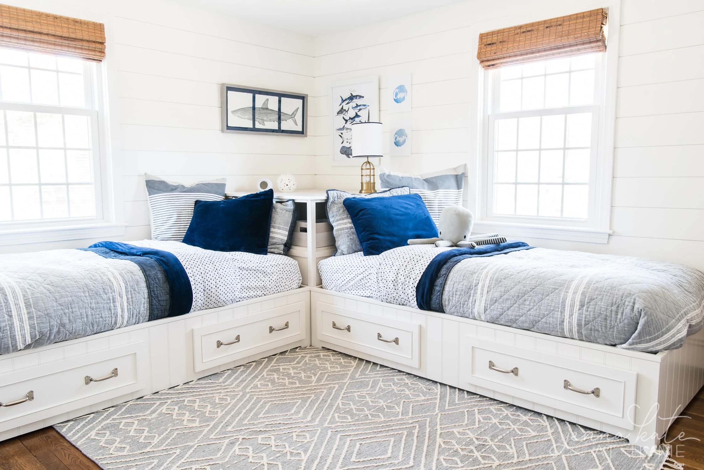 east and northern exposure little boys; bedroom with benjamin moore simply white walls