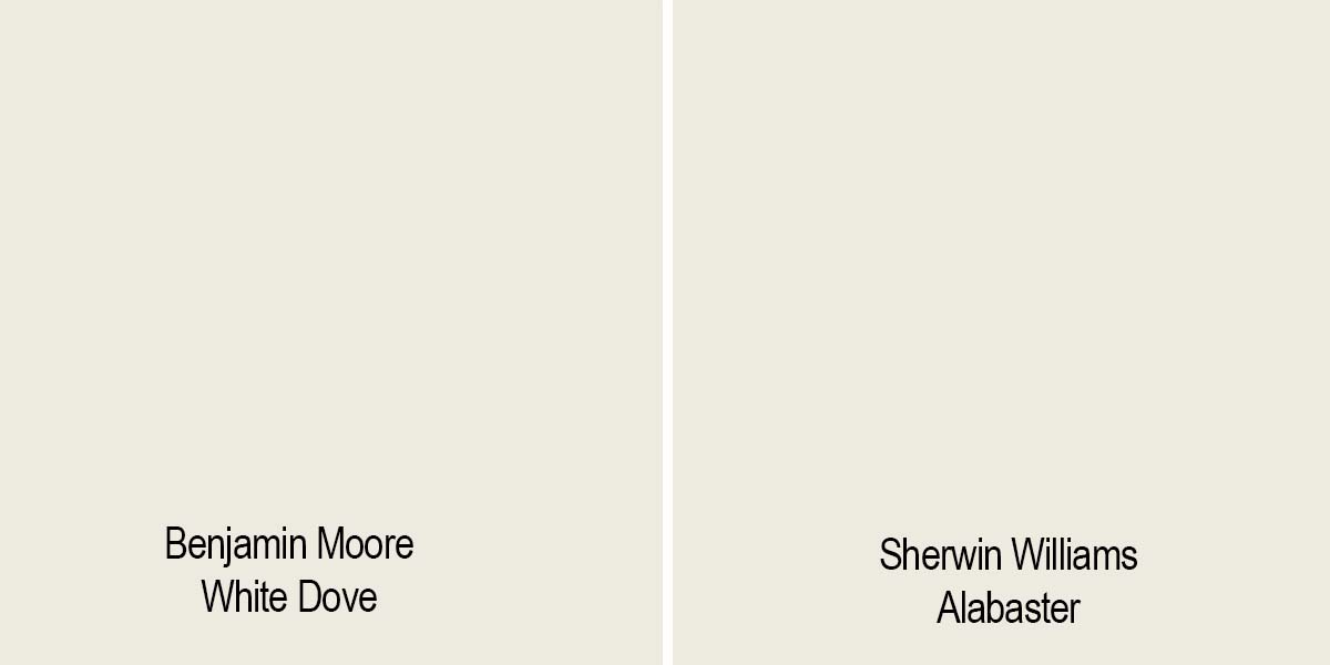 color comparison of white dove to alabaster.