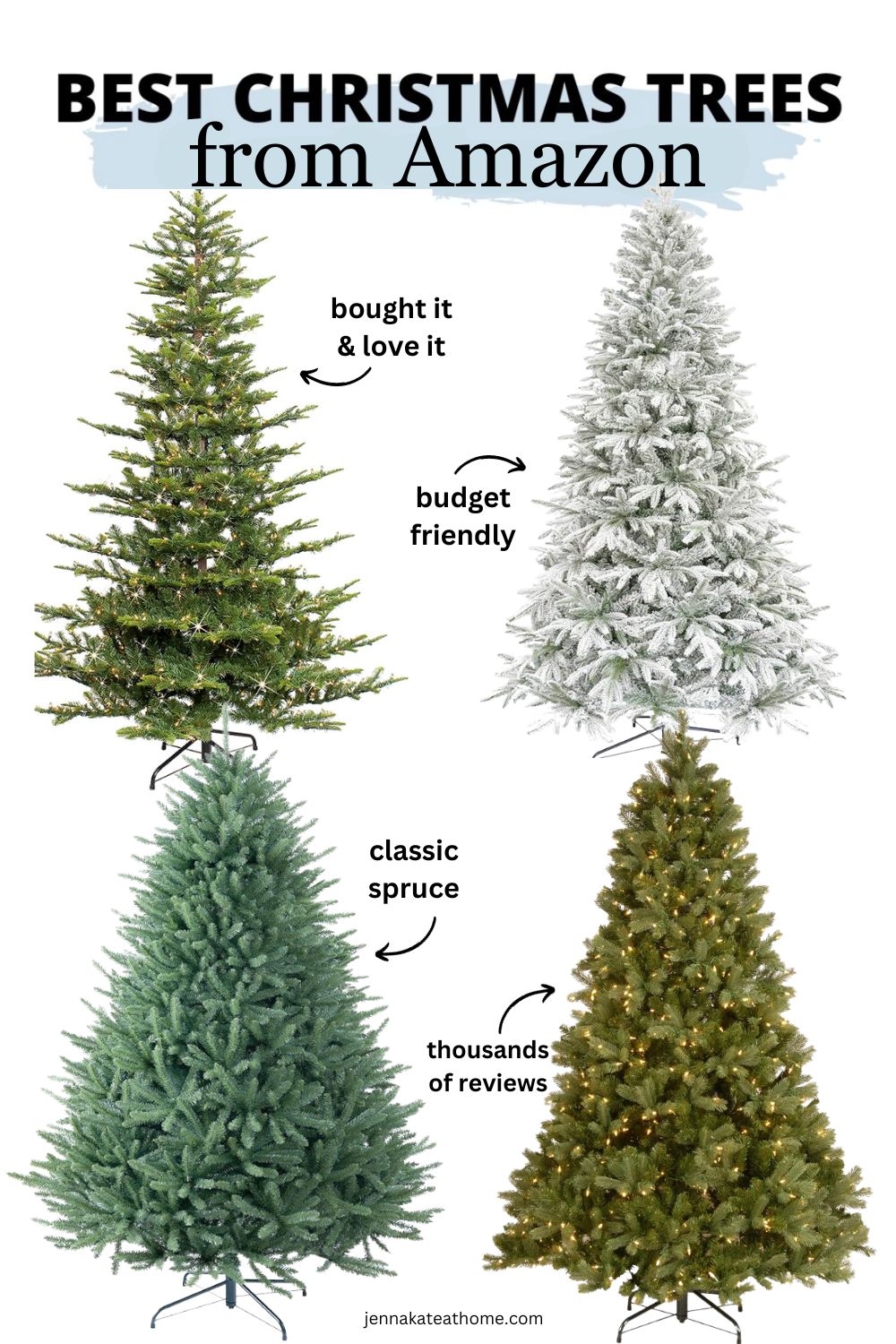 Collage of Amazon best artificial Christmas trees