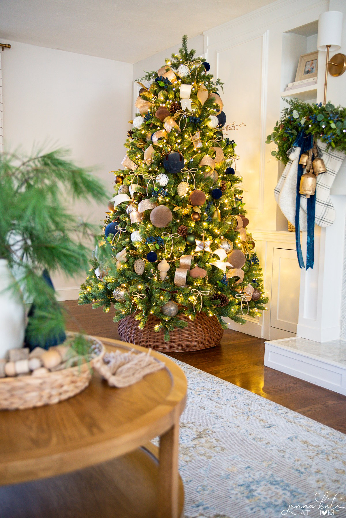 Christmas tree with the lights turned on