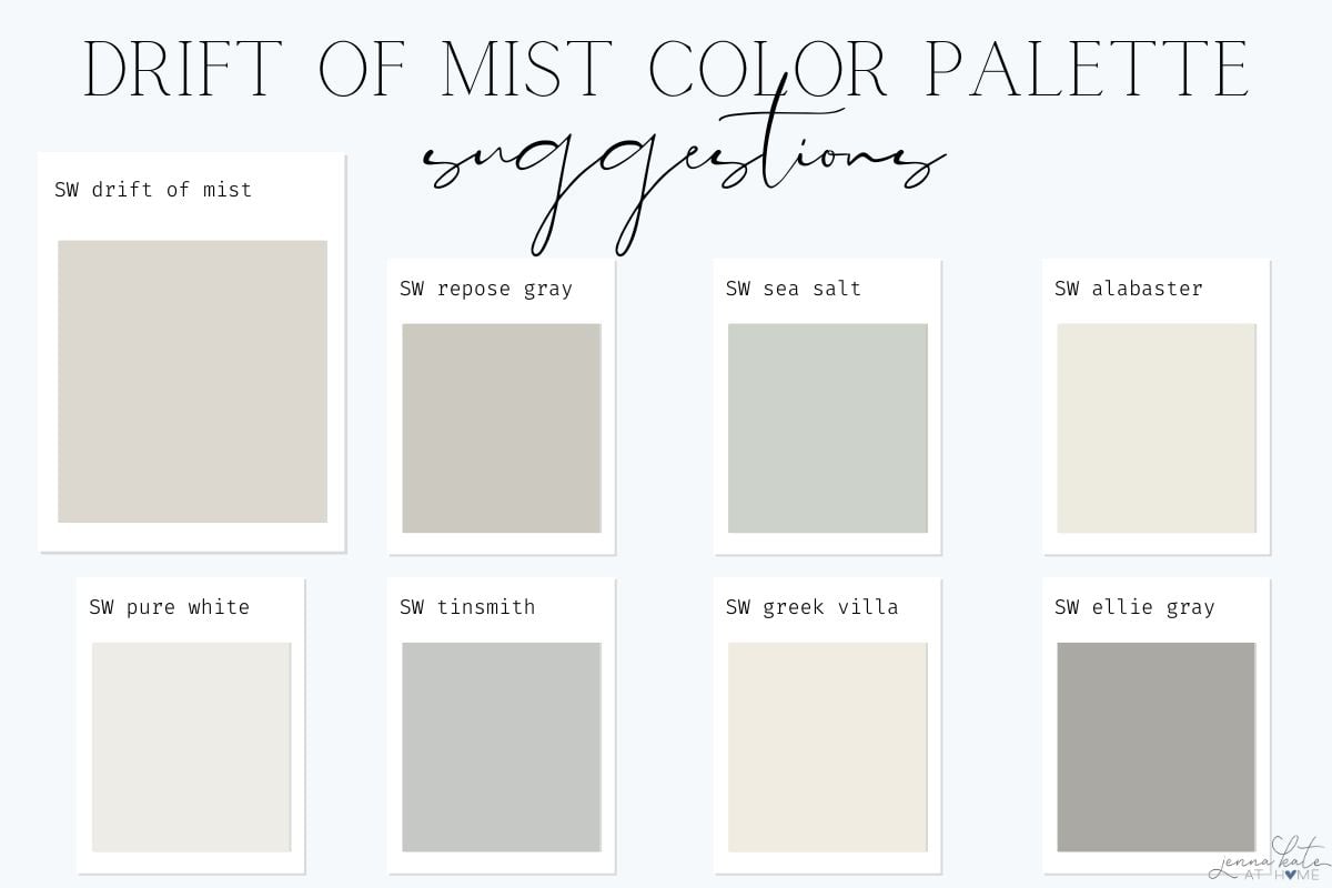 coordinating color scheme for Sherwin Williams Drift of Mist.