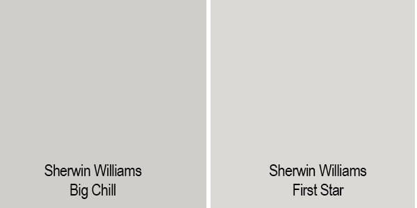 Sherwin Williams Big Chill side by side swatch with Sherwin Williams First Star.