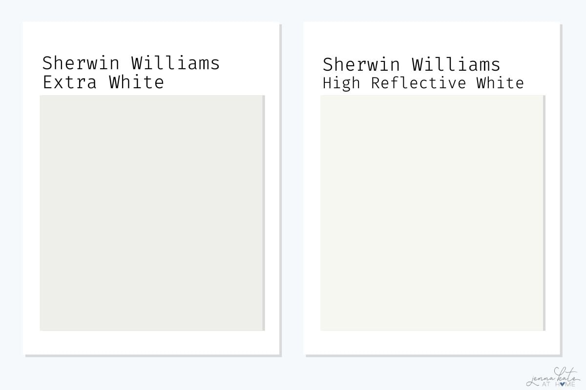 sherwin williams extra white versus sherwin williams high reflective white color swatches.