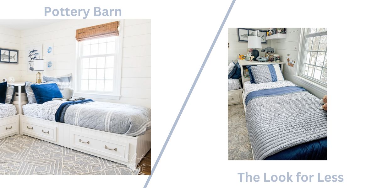 Pottery Barn Teen bedding vs the look for less version.