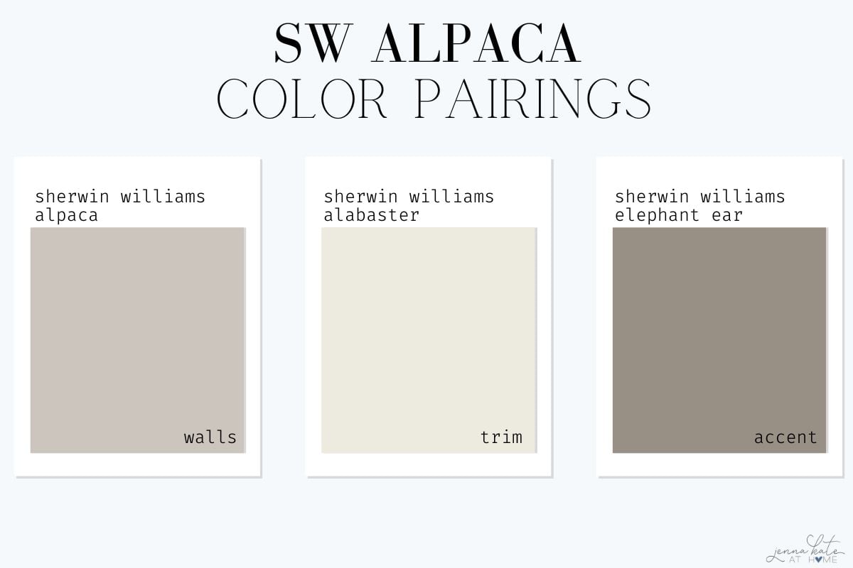 sw alpaca coordinating colors of alabaster and elephant ear.