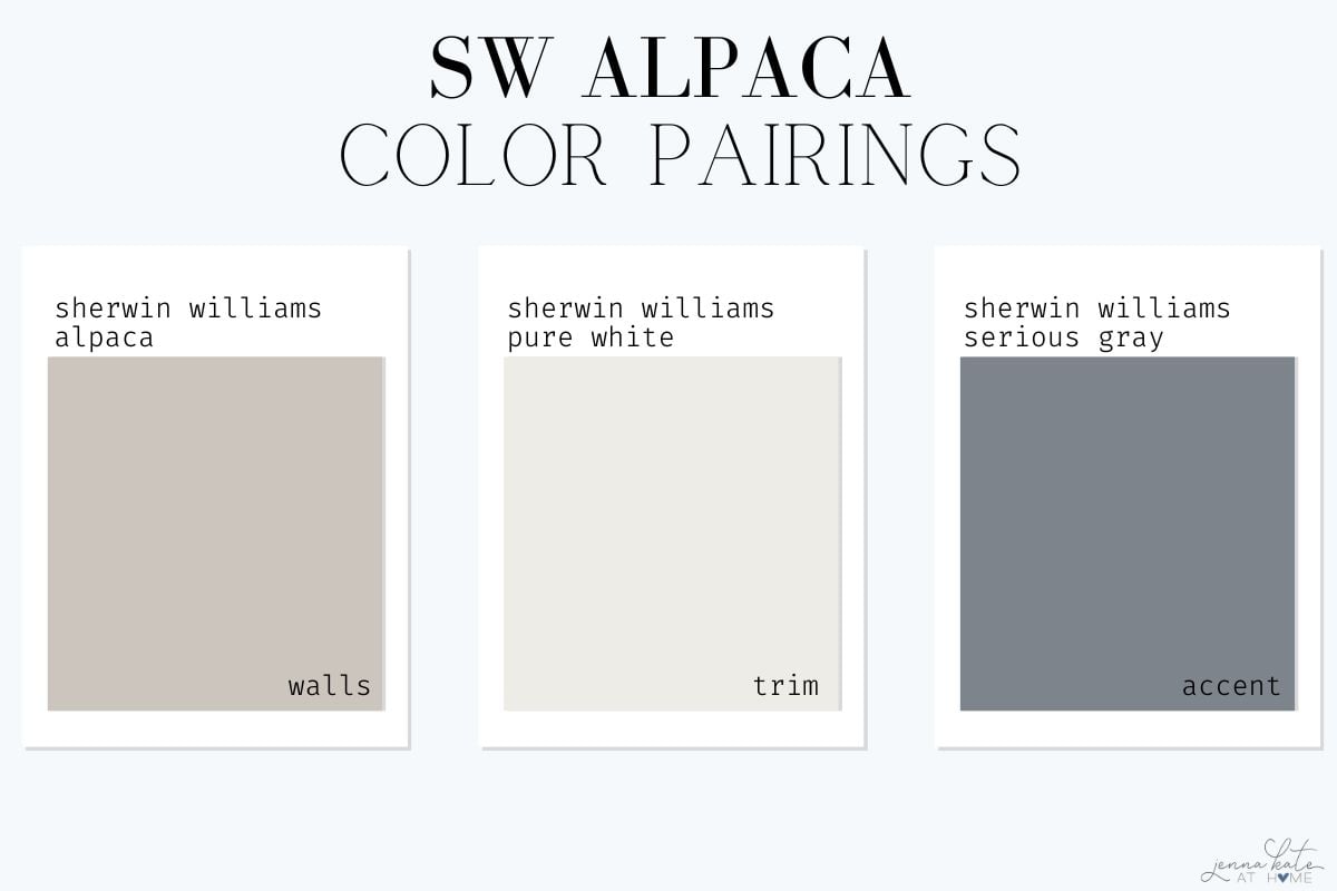 sw alpaca coordinating colors of pure white and serious gray.