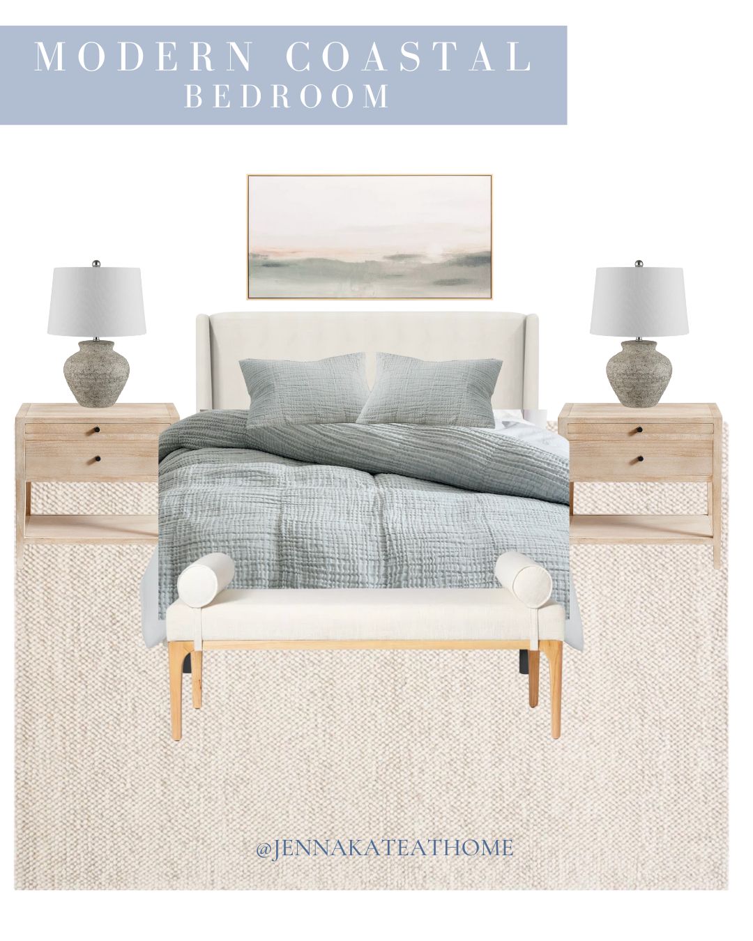 modern coastal bedroom design board