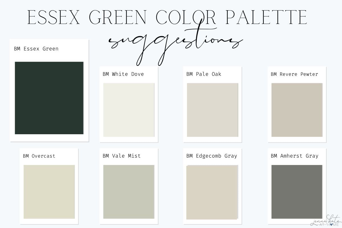 Ben Moore Essex green whole house color palette.