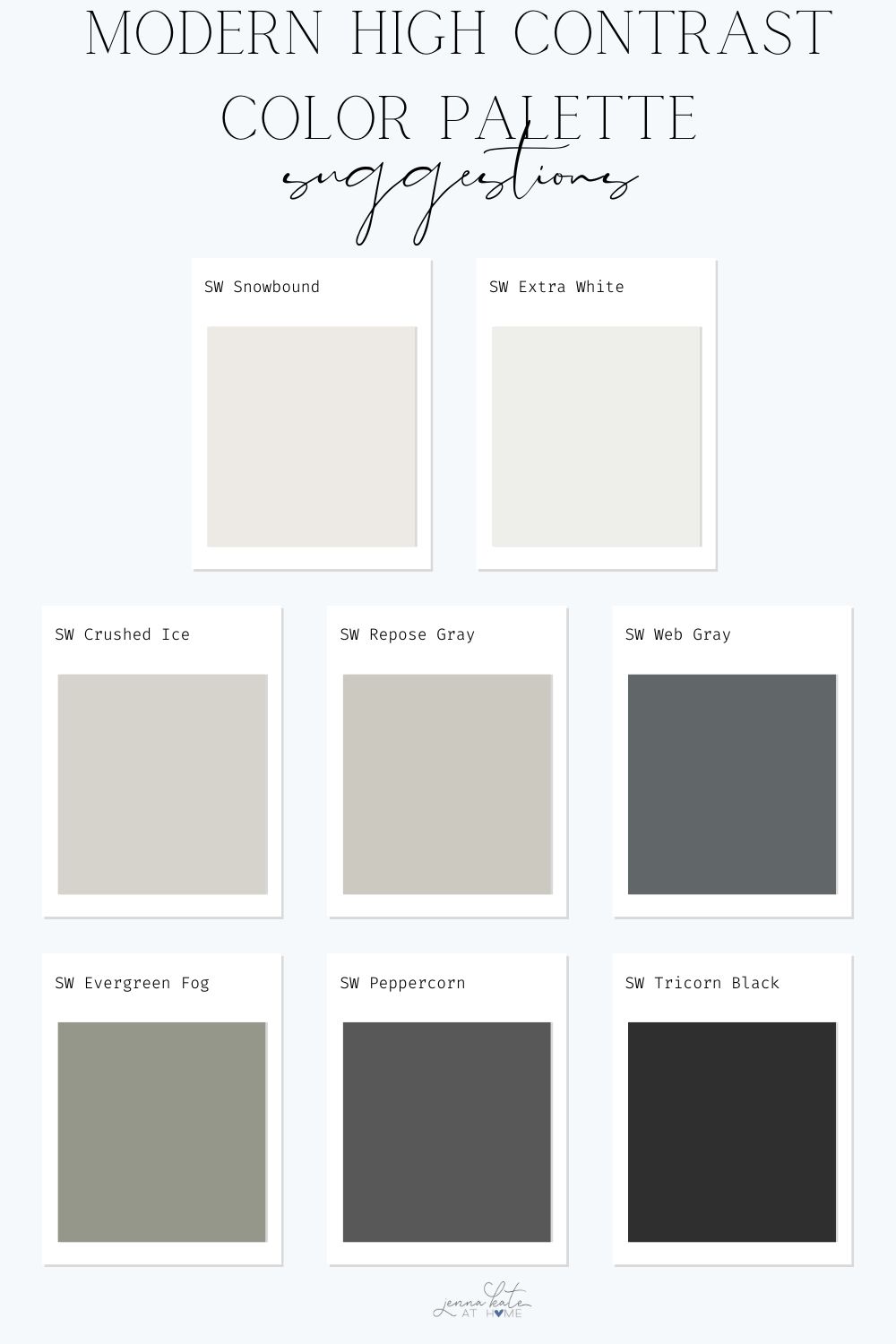modern high contrast paint color palette.