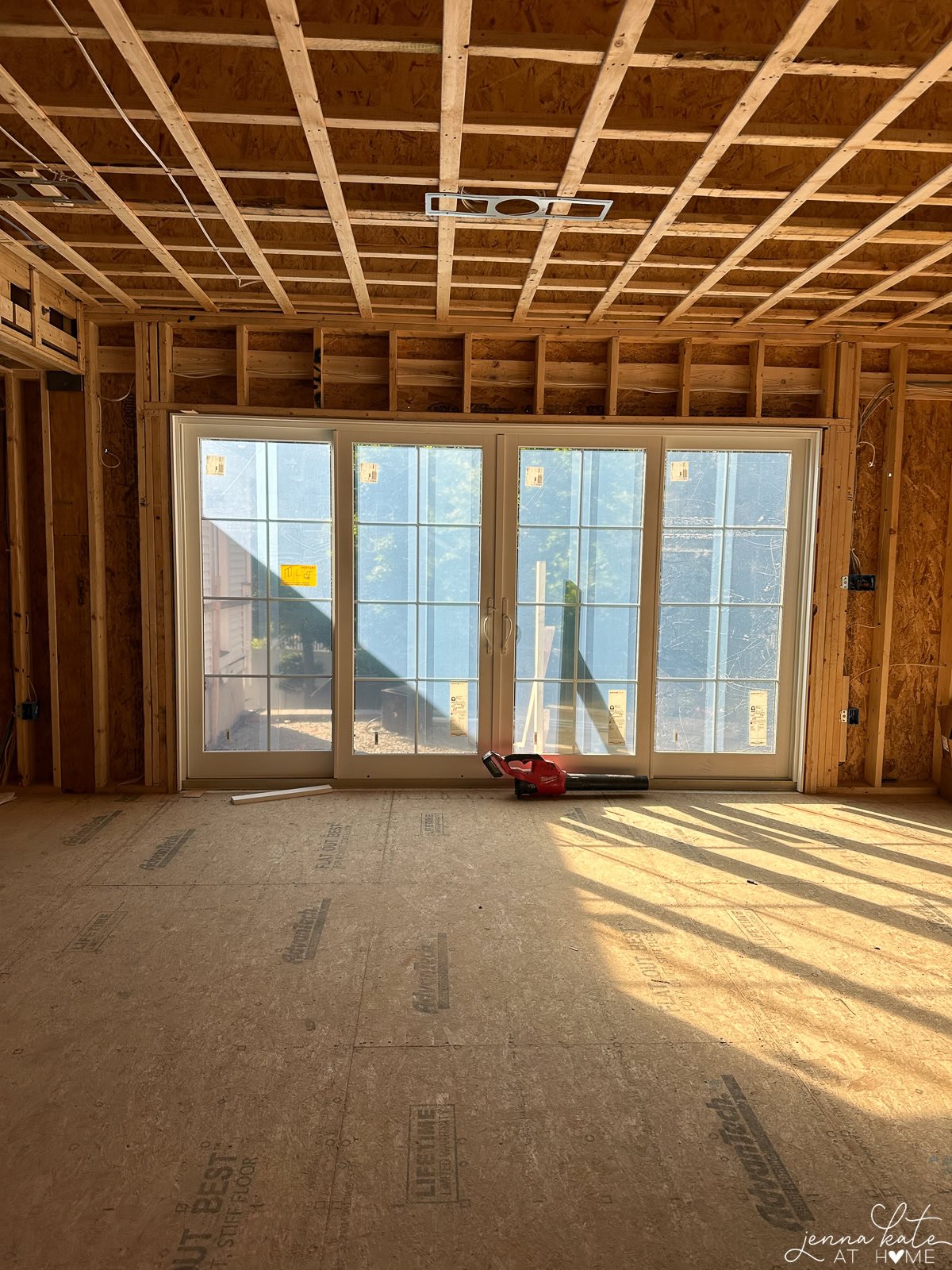 12 foot sliding doors at the back of the family room.